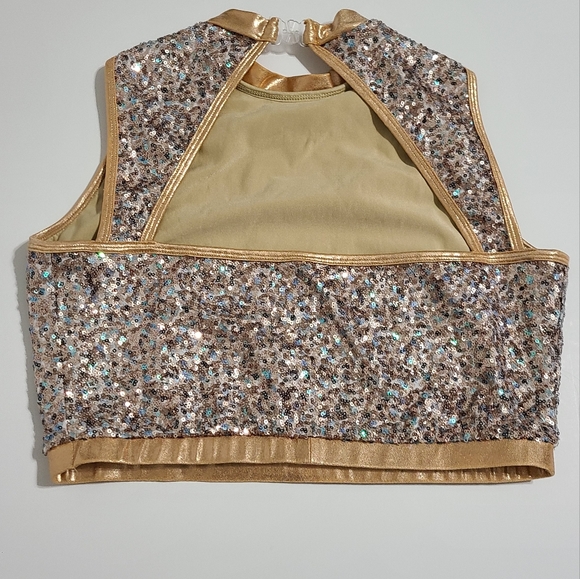 Sequin golden trim dance costume crop top - Picture 7 of 10